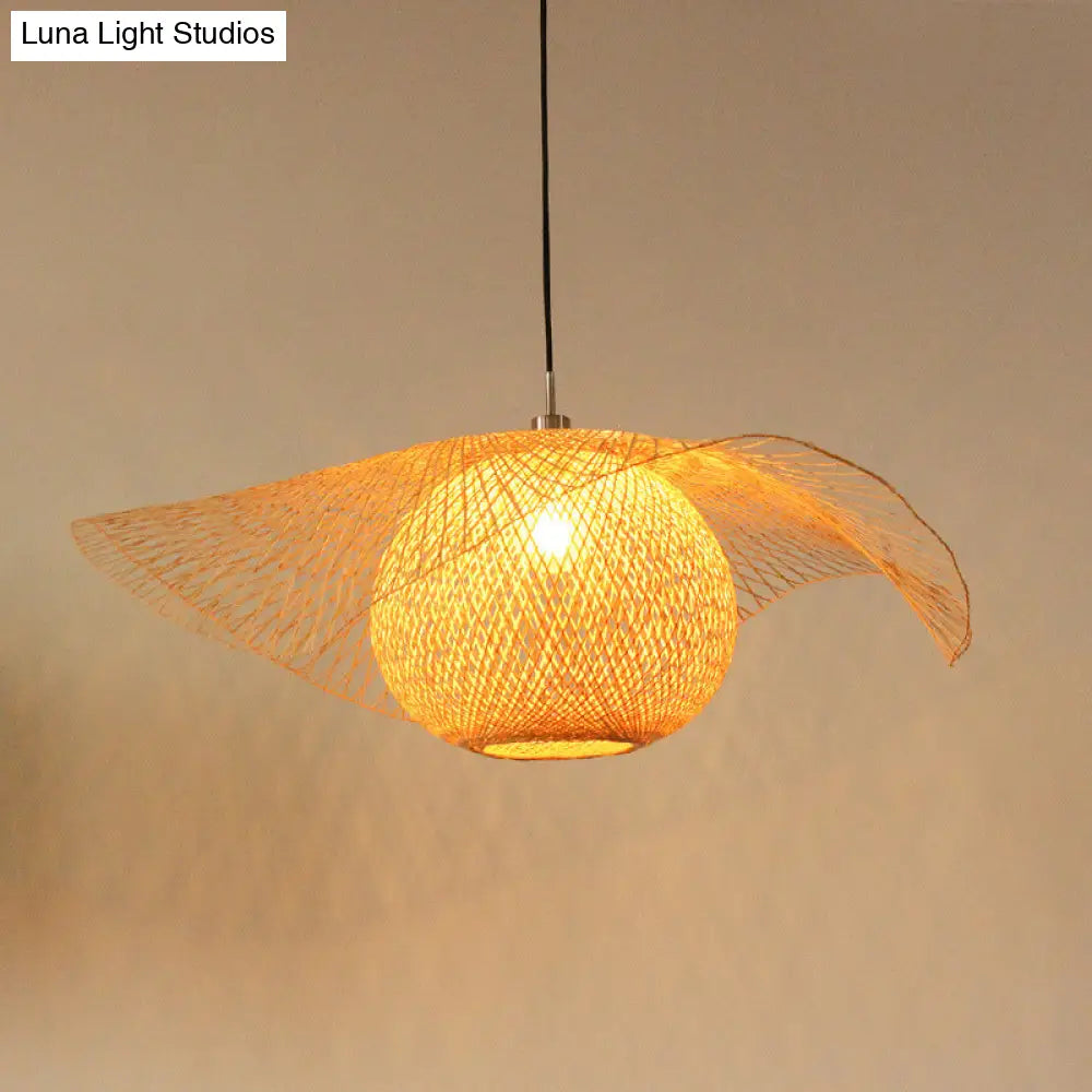 Handwoven Bamboo Suspension Pendant Light - Minimalist Design For Restaurants