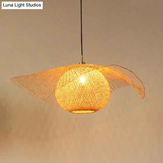 Handwoven Bamboo Suspension Pendant Light - Minimalist Design For Restaurants