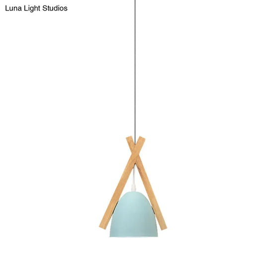 Hanging Bowl Shape Pendant Light: Linear Wood Deco Macaron Loft Aluminum Perfect For Hallway