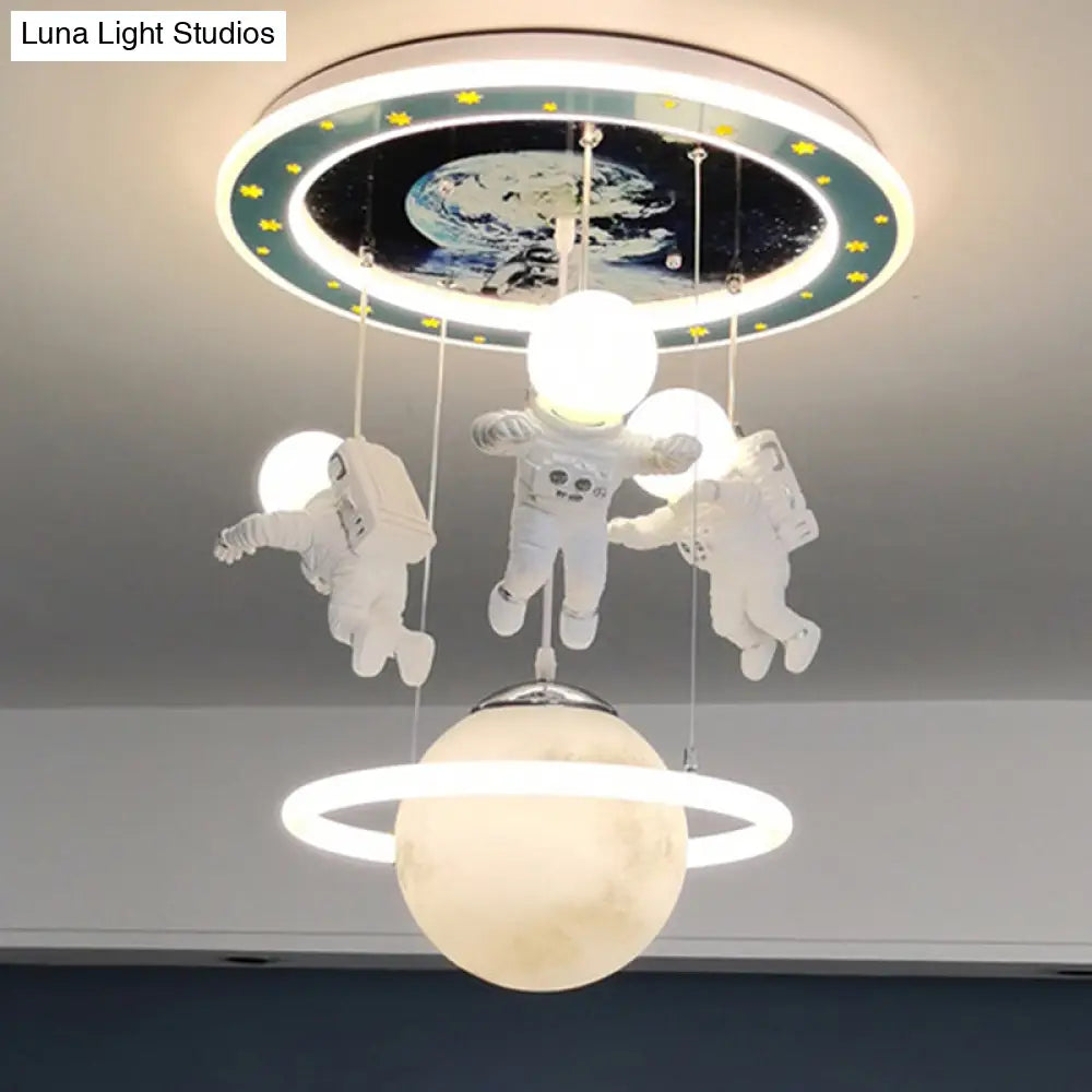 Hanging Cartoon Moon Pendant Light For Boys Bedroom