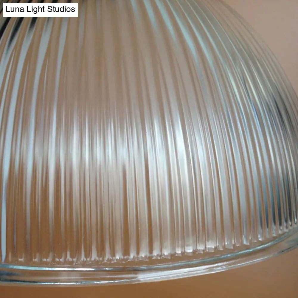 Hanging Ceiling Light With Dome Prismatic Glass - Industrial Pendant Lighting For Living Room