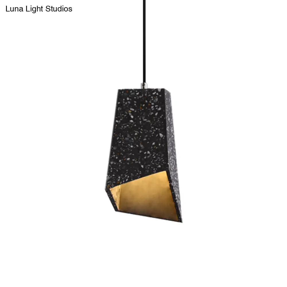 Nordic Terrazzo Geometric Hanging Light Fixture - 1 Head White/Black/Red Pendant Lamp For Coffee