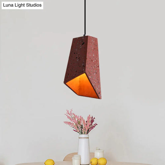 Hanging Geometric Nordic Terrazzo Pendant Lamp - 1 Head White/Black/Red Ideal For Coffee Shop