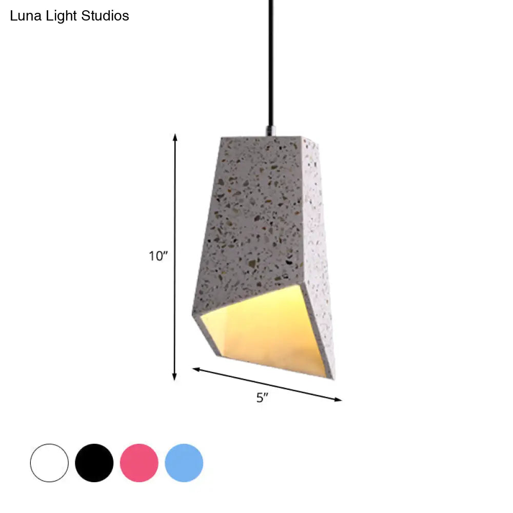 Nordic Terrazzo Geometric Hanging Light Fixture - 1 Head White/Black/Red Pendant Lamp For Coffee