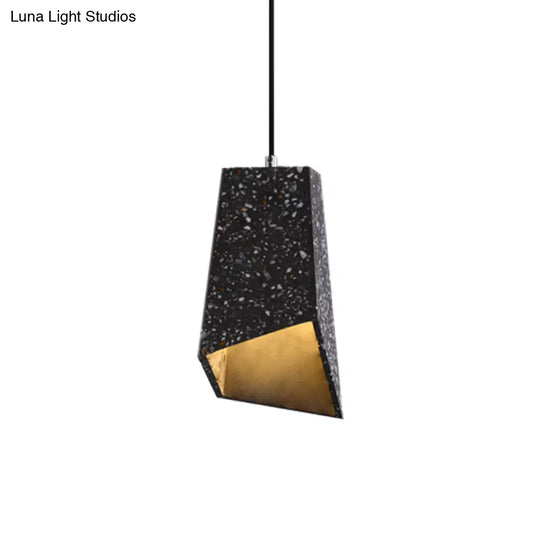 Hanging Geometric Nordic Terrazzo Pendant Lamp - 1 Head White/Black/Red Ideal For Coffee Shop