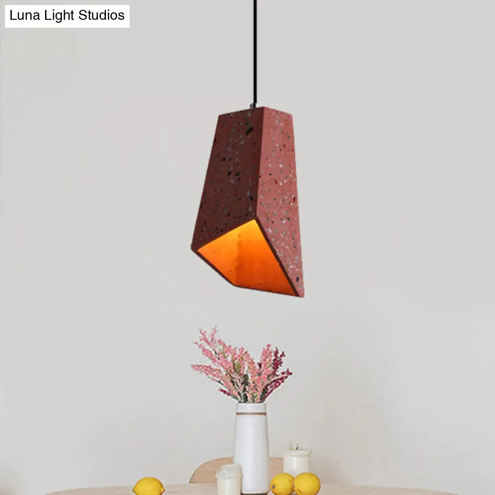 Nordic Terrazzo Geometric Hanging Light Fixture - 1 Head White/Black/Red Pendant Lamp For Coffee