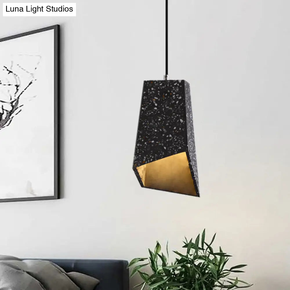 Nordic Terrazzo Geometric Hanging Light Fixture - 1 Head White/Black/Red Pendant Lamp For Coffee