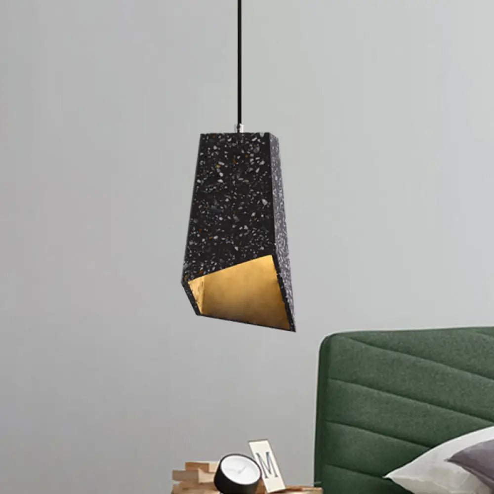 Hanging Geometric Nordic Terrazzo Pendant Lamp - 1 Head White/Black/Red Ideal For Coffee Shop Black