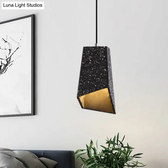 Hanging Geometric Nordic Terrazzo Pendant Lamp - 1 Head White/Black/Red Ideal For Coffee Shop