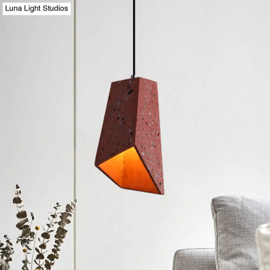 Nordic Terrazzo Geometric Hanging Light Fixture - 1 Head White/Black/Red Pendant Lamp For Coffee