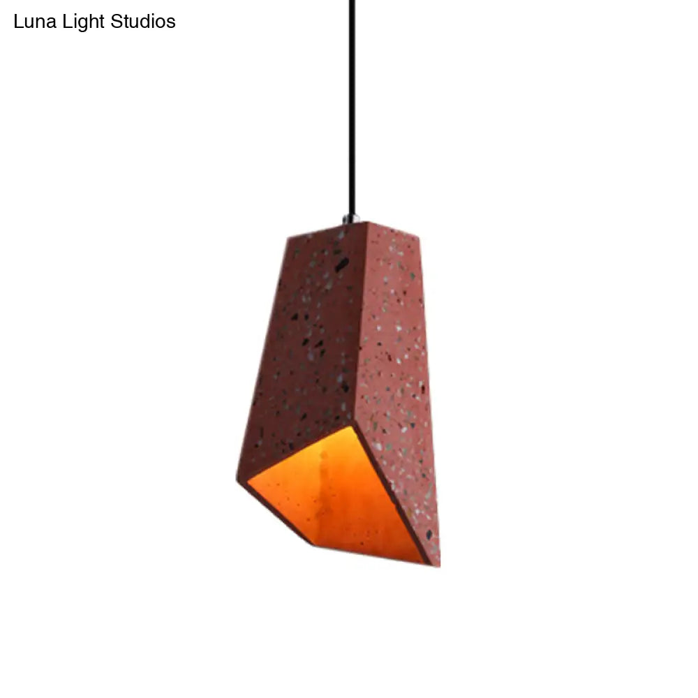 Nordic Terrazzo Geometric Hanging Light Fixture - 1 Head White/Black/Red Pendant Lamp For Coffee