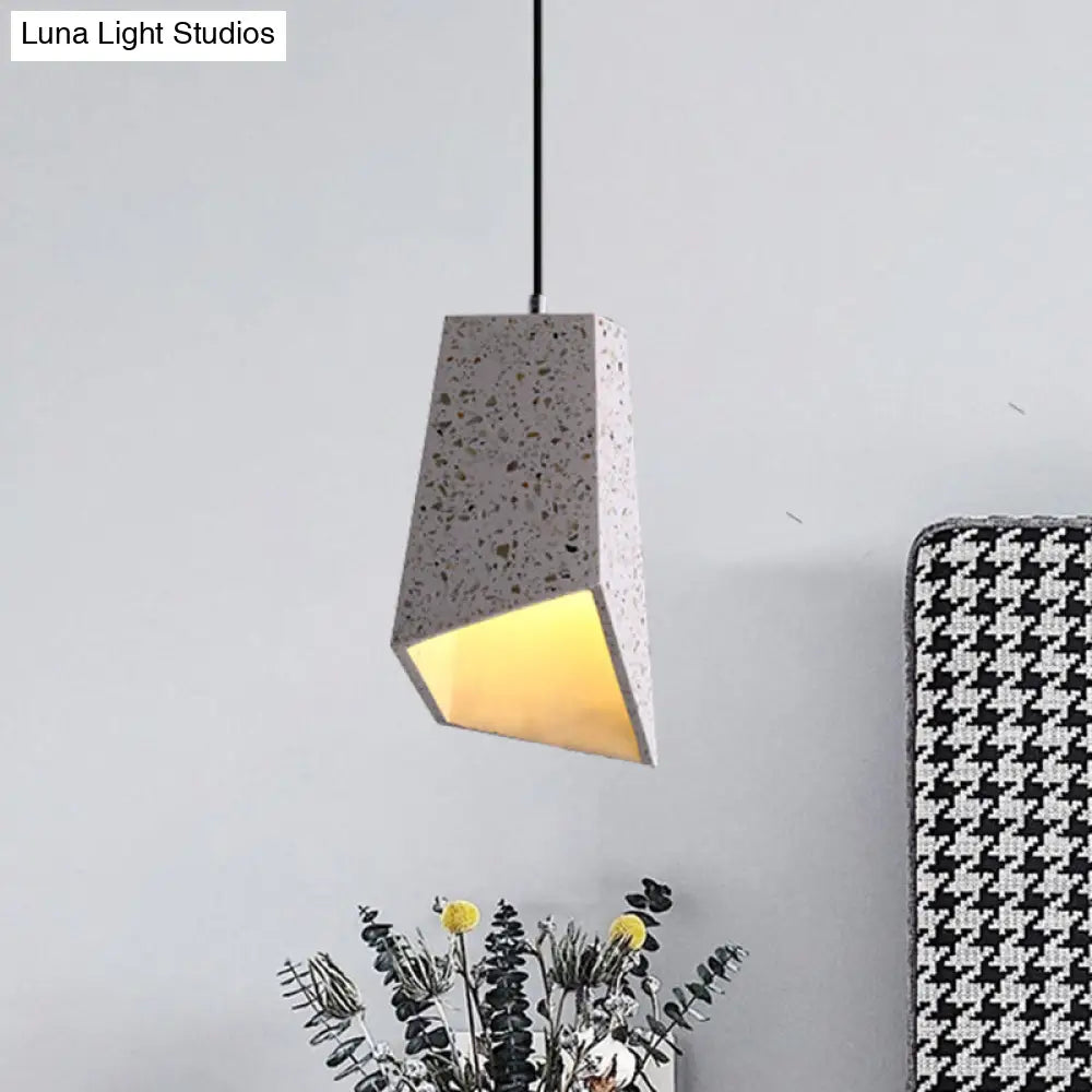 Nordic Terrazzo Geometric Hanging Light Fixture - 1 Head White/Black/Red Pendant Lamp For Coffee