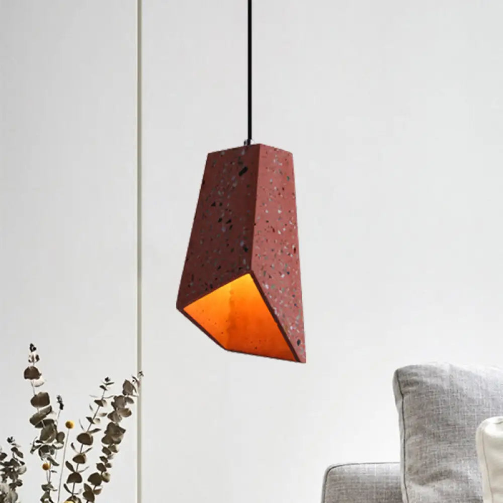 Hanging Geometric Nordic Terrazzo Pendant Lamp - 1 Head White/Black/Red Ideal For Coffee Shop Red