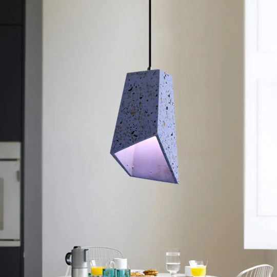 Hanging Geometric Nordic Terrazzo Pendant Lamp - 1 Head White/Black/Red Ideal For Coffee Shop Blue