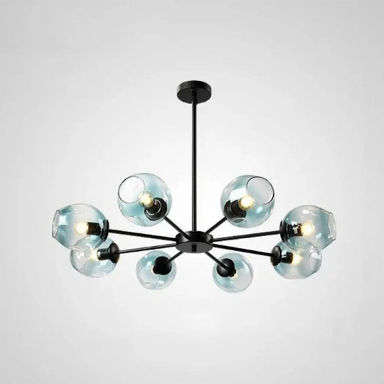 Hanging Glass Cup Chandelier Light Fixture For Living Room 8 / Black Blue