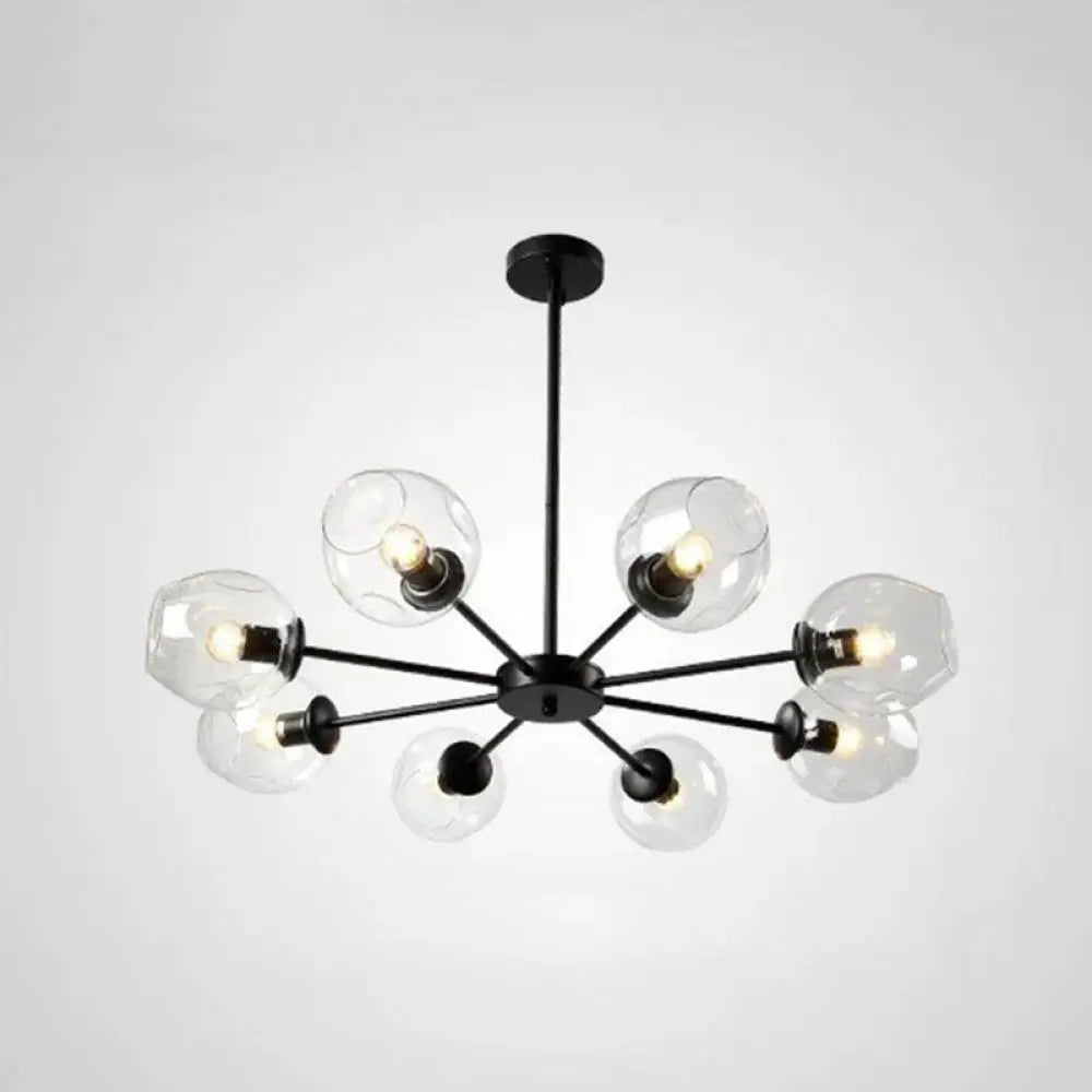 Hanging Glass Cup Chandelier Light Fixture For Living Room 8 / Black Clear