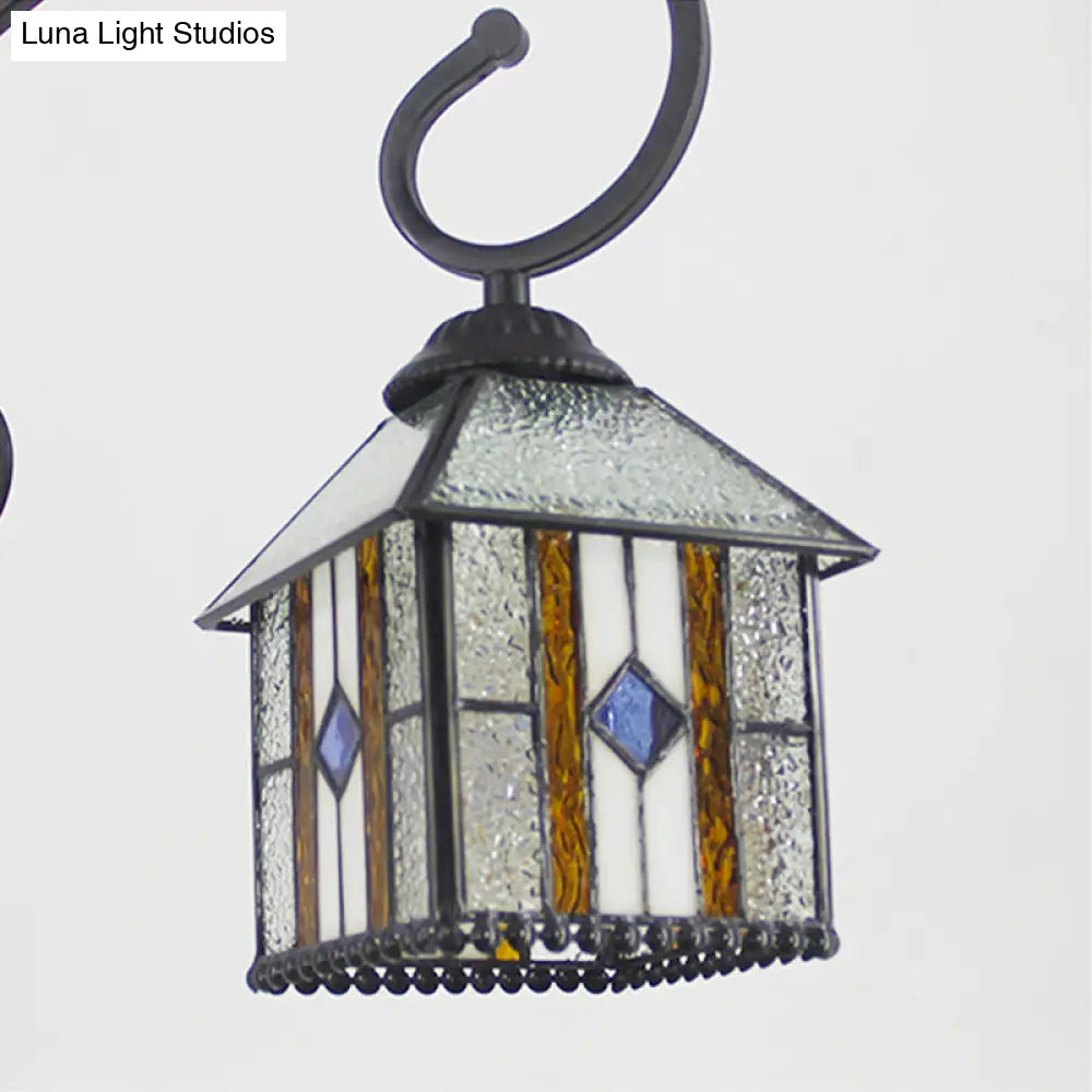 Hanging Lodge Chandelier With Mermaid Stained Glass Pendant For Hotel Elegance