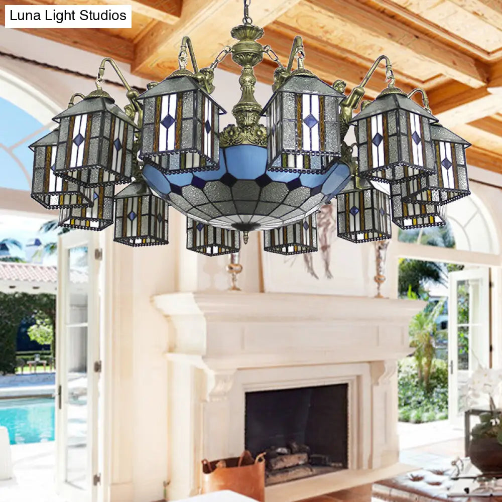 Mermaid Stained Glass Pendant Chandelier: Exquisite Hanging Lodge Light For Hotels