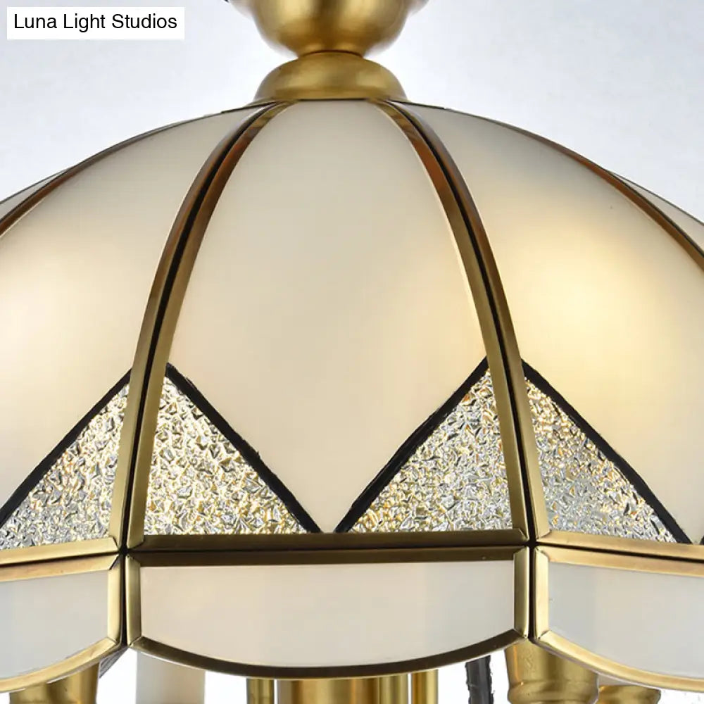 Hanging Opal Glass Chandelier - Colonial Style With Gold Finish 6-Light Dining Room Pendant Light