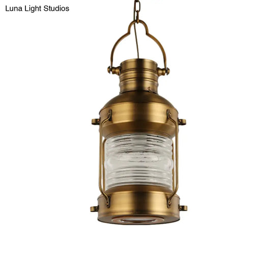 Hanging Pendant Light With Clear Glass Shade - Brass Finish Perfect For Factory Dining Rooms