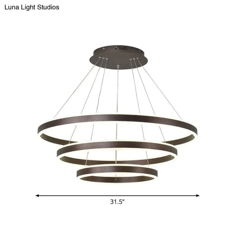 Hanging Pendant Metal Led Circle Chandelier Lamp - Simplicity 2/3-Tier Coffee Finish