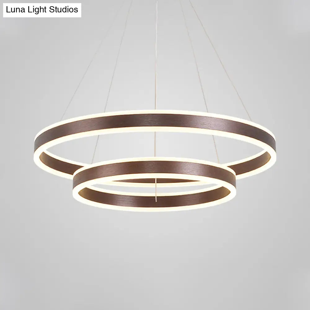 Hanging Pendant Metal Led Circle Chandelier Lamp - Simplicity 2/3-Tier Coffee Finish