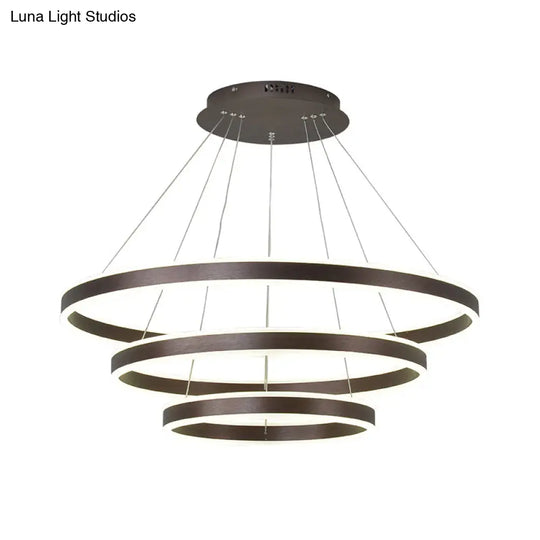 Hanging Pendant Metal Led Circle Chandelier Lamp - Simplicity 2/3-Tier Coffee Finish