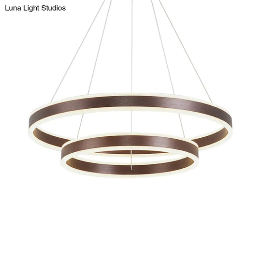 Hanging Pendant Metal Led Circle Chandelier Lamp - Simplicity 2/3-Tier Coffee Finish