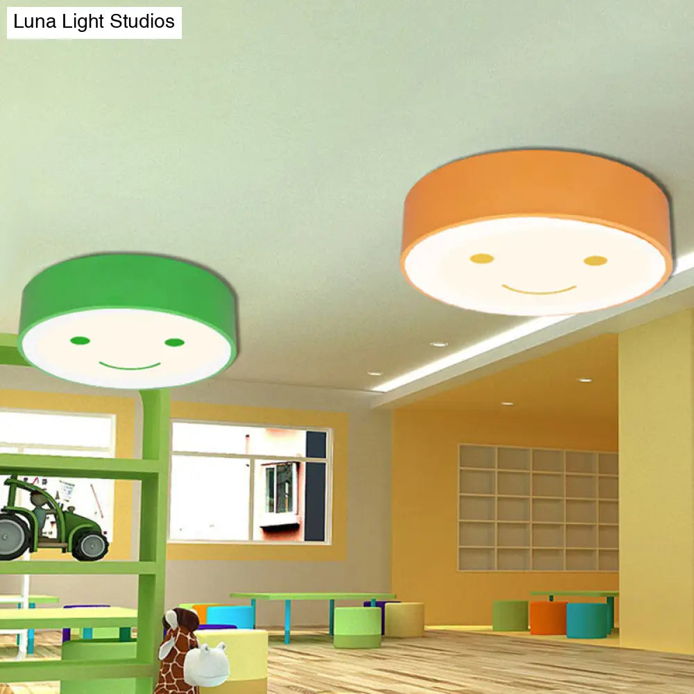 Happy Face Led Nursery Ceiling Light - Acrylic Flush Mount For Kids
