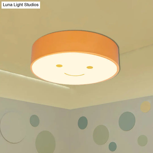 Happy Face Led Nursery Ceiling Light - Acrylic Flush Mount For Kids Yellow / White