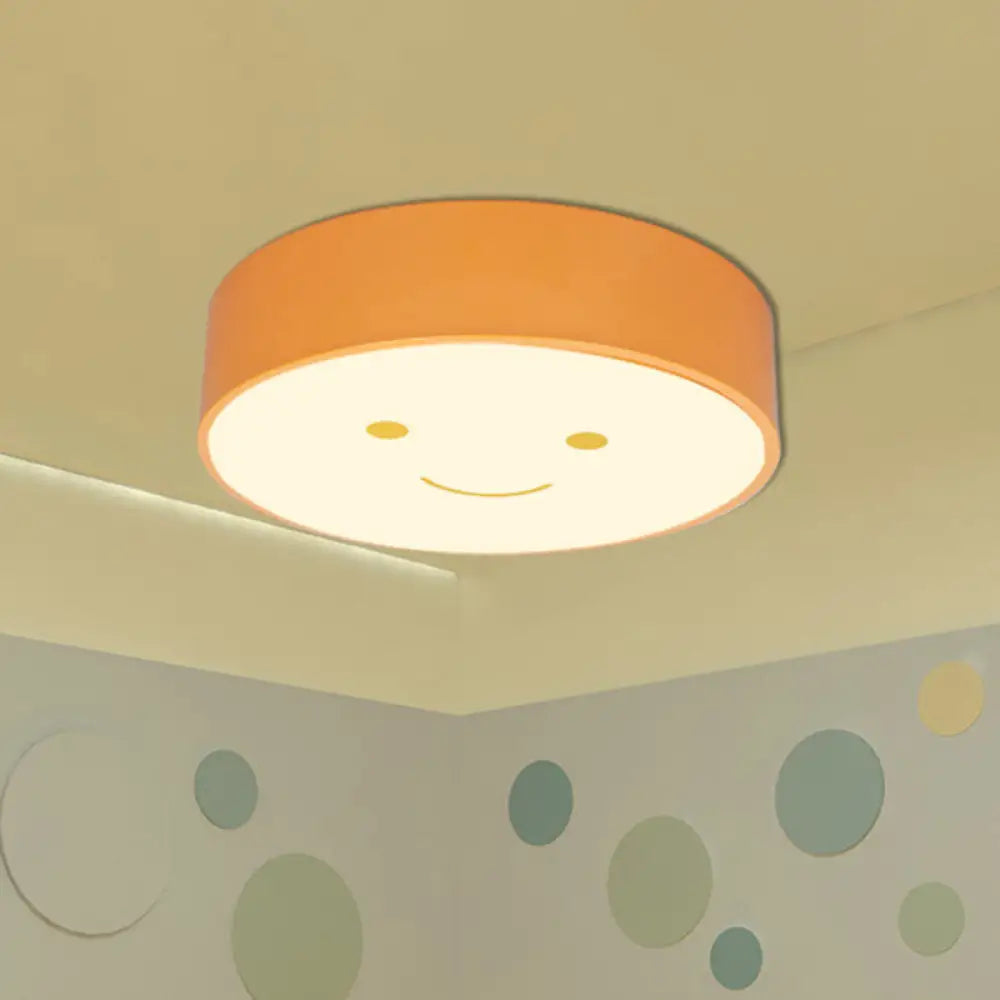 Happy Face Led Nursery Ceiling Light - Acrylic Flush Mount For Kids Yellow / White