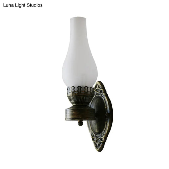 Head Vase Wall Lamp With Nautical Black Finish And Crackle Glass - Ideal For Lighting