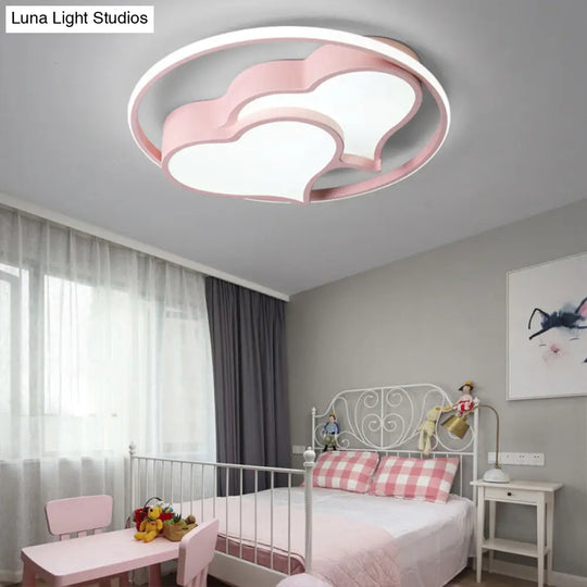 Heart Ceiling Mount Led Light Fixture For Kids Bedroom Pink / White