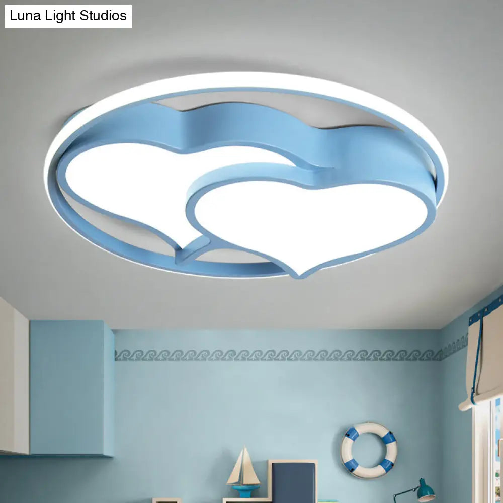 Heart Ceiling Mount Led Light Fixture For Kids Bedroom Blue / Warm