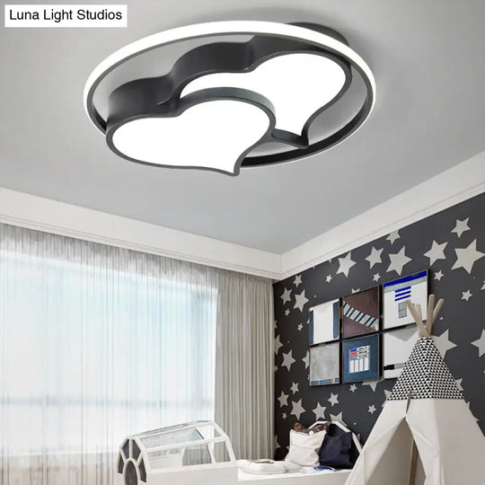 Heart Ceiling Mount Led Light Fixture For Kids Bedroom Black / White