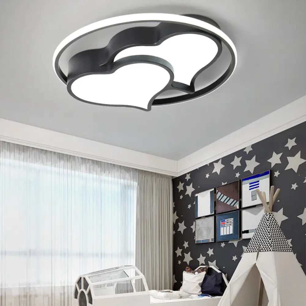 Heart Ceiling Mount Led Light Fixture For Kids Bedroom Black / White