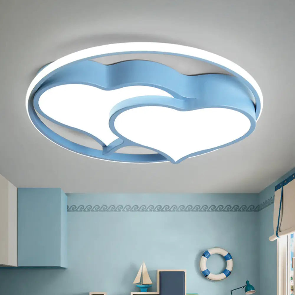 Heart Ceiling Mount Led Light Fixture For Kids Bedroom Blue / Warm