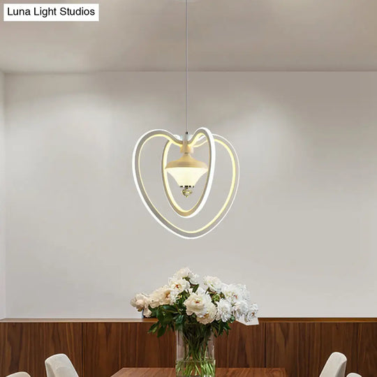 Modern Heart Frame Led Ceiling Light - Elegant Acrylic Pendant With Diamond Accent