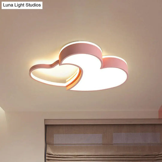 Heart Led Flush Mount Lighting For Kids Bedrooms - Simplistic And Stylish Pink / Small White