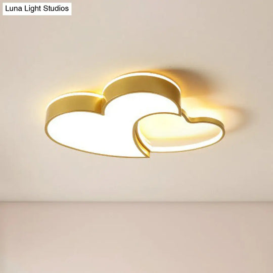 Heart Led Flush Mount Lighting For Kids Bedrooms - Simplistic And Stylish Gold / Small White