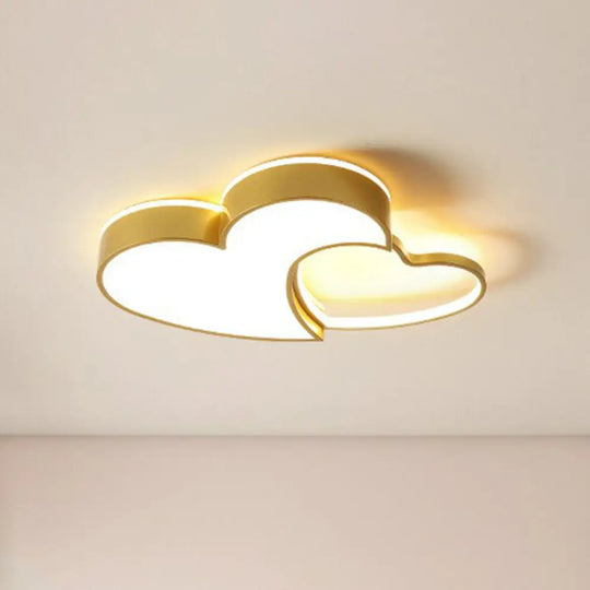 Heart Led Flush Mount Lighting For Kids’ Bedrooms - Simplistic And Stylish Gold / Small White