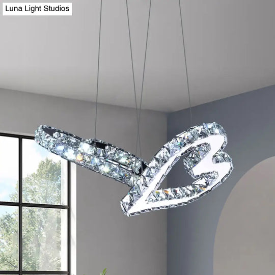 Contemporary Stainless-Steel Led Ceiling Lamp With Multi Pendant Crystal Blocks And Warm/White Light