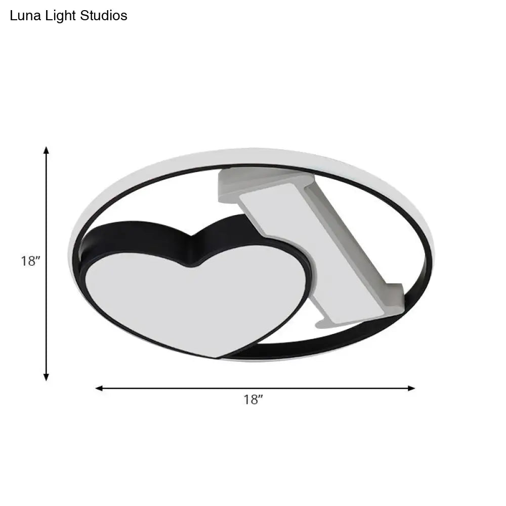 Heart - Shaped Bedroom Flush Mount Ceiling Light Fixture - Art Deco Acrylic Design