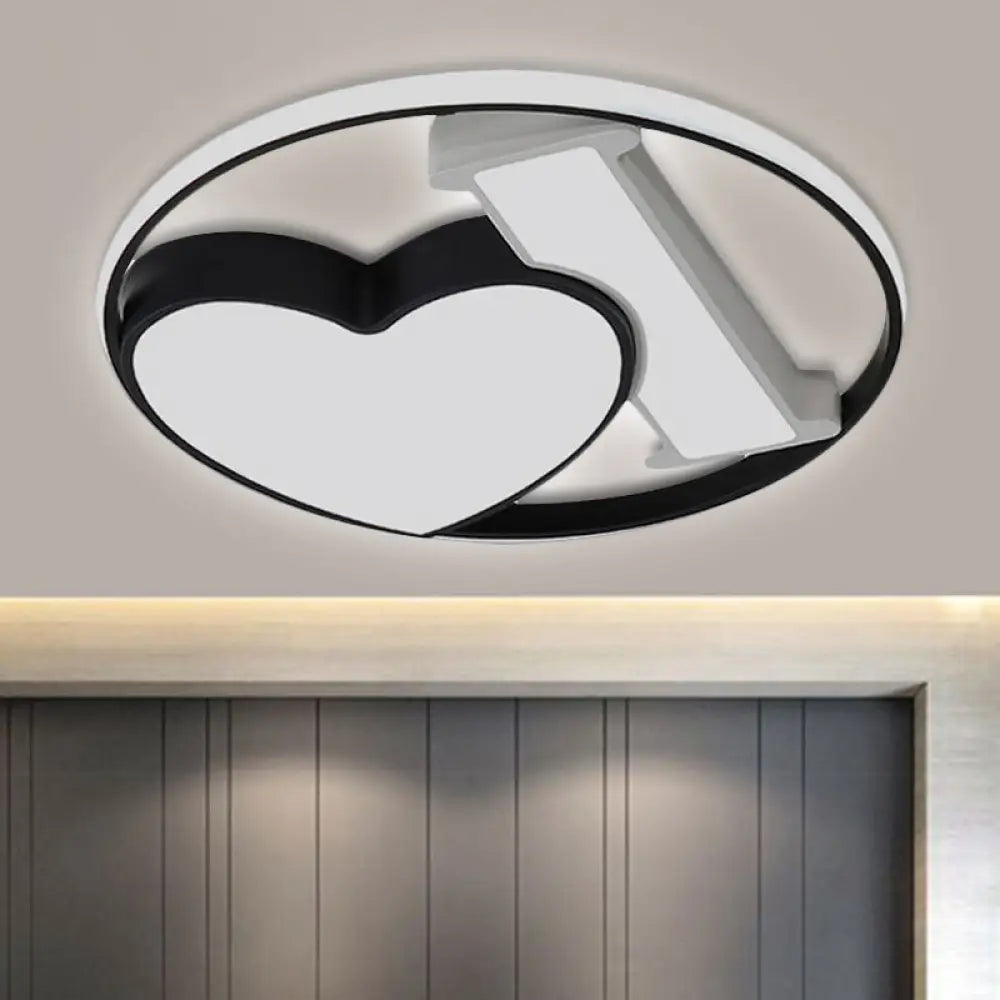 Heart - Shaped Bedroom Flush Mount Ceiling Light Fixture - Art Deco Acrylic Design Black - White /