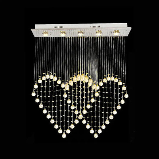 Heart Shaped Crystal Flush Mount Ceiling Light In Modern Stainless Steel - 3/5/6 Heads 5 /