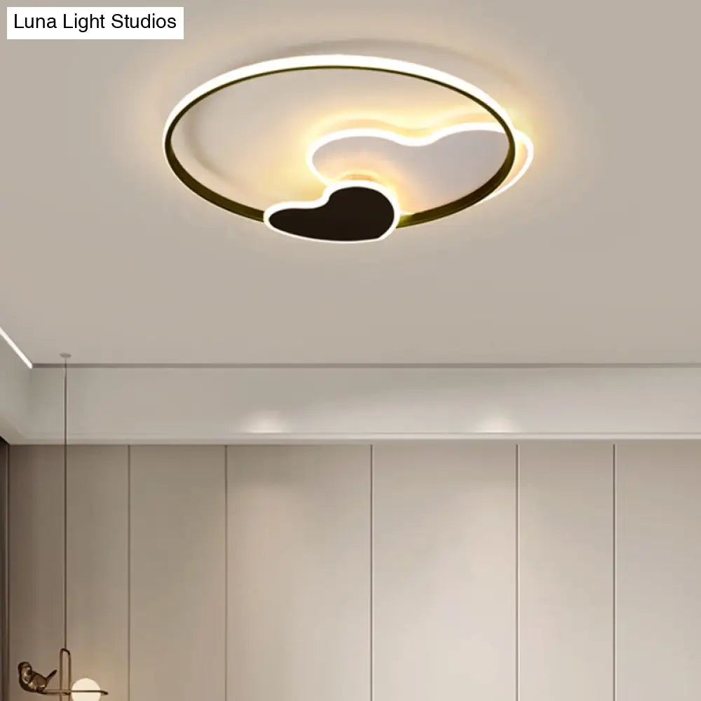 Heart-Shaped Led Ceiling Light With Black & White Acrylic And Metal Rim Black-White / 16