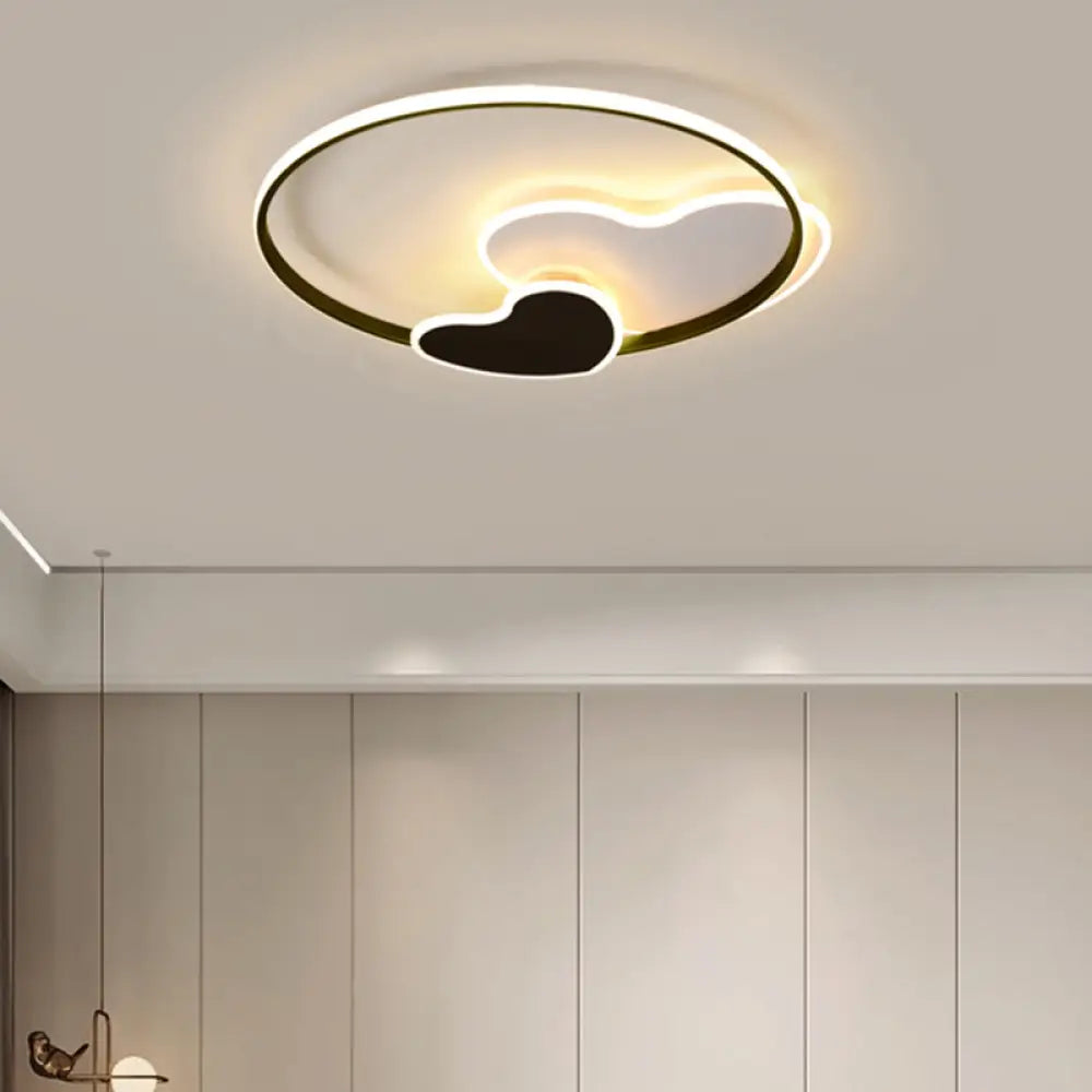 Heart - Shaped Led Ceiling Light With Black & White Acrylic And Metal Rim Black - White / 16’