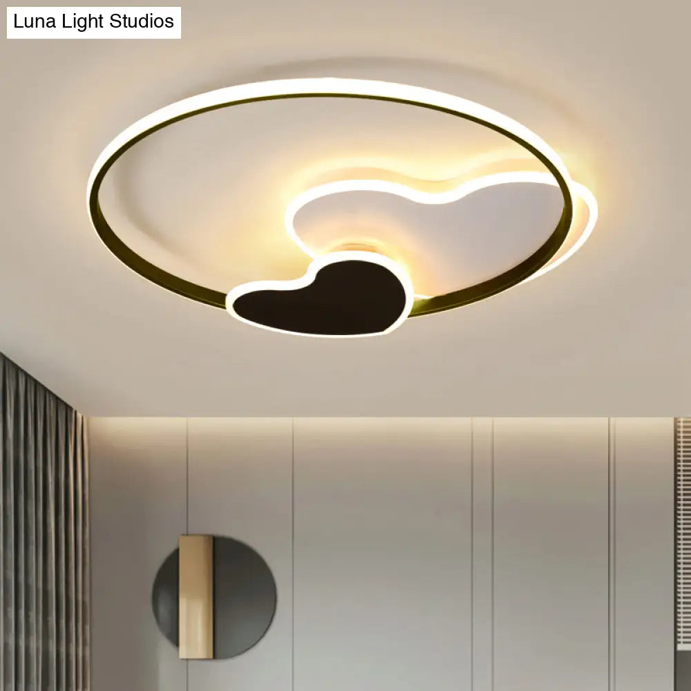 Heart - Shaped Led Ceiling Light With Black & White Acrylic And Metal Rim