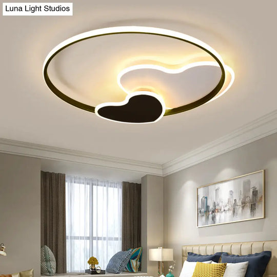 Heart-Shaped Led Ceiling Light With Black & White Acrylic And Metal Rim