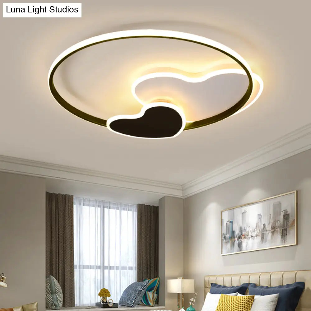 Heart - Shaped Led Ceiling Light With Black & White Acrylic And Metal Rim